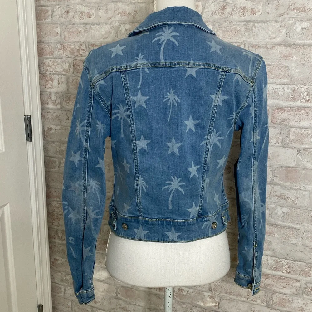 LuLaRoe denim jacket with stars and palm trees S - Picture 2 of 3